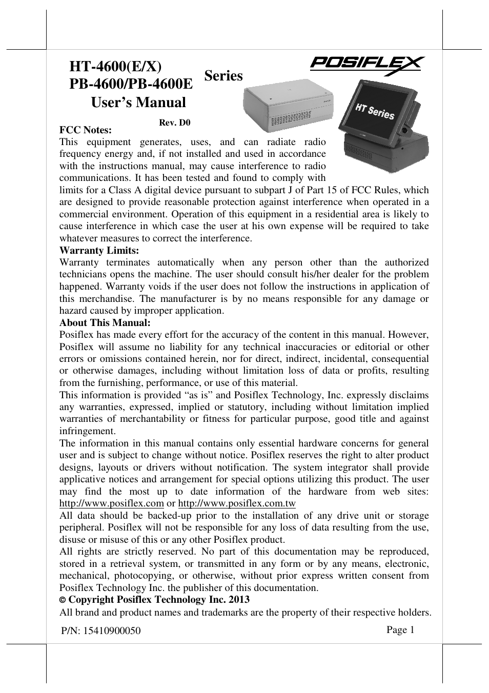 Posiflex HT-4612X User Manual | 15 pages