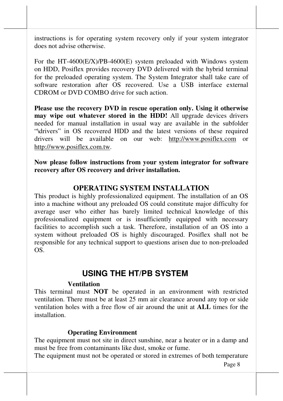 Using the ht/pb system | Posiflex HT-4612X User Manual | Page 8 / 15