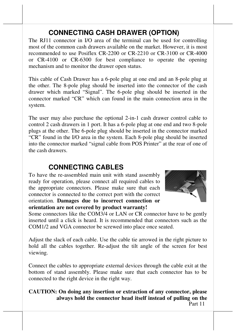 Connecting cash drawer (option), Connecting cables | Posiflex JIVA KS-7212X User Manual | Page 11 / 16