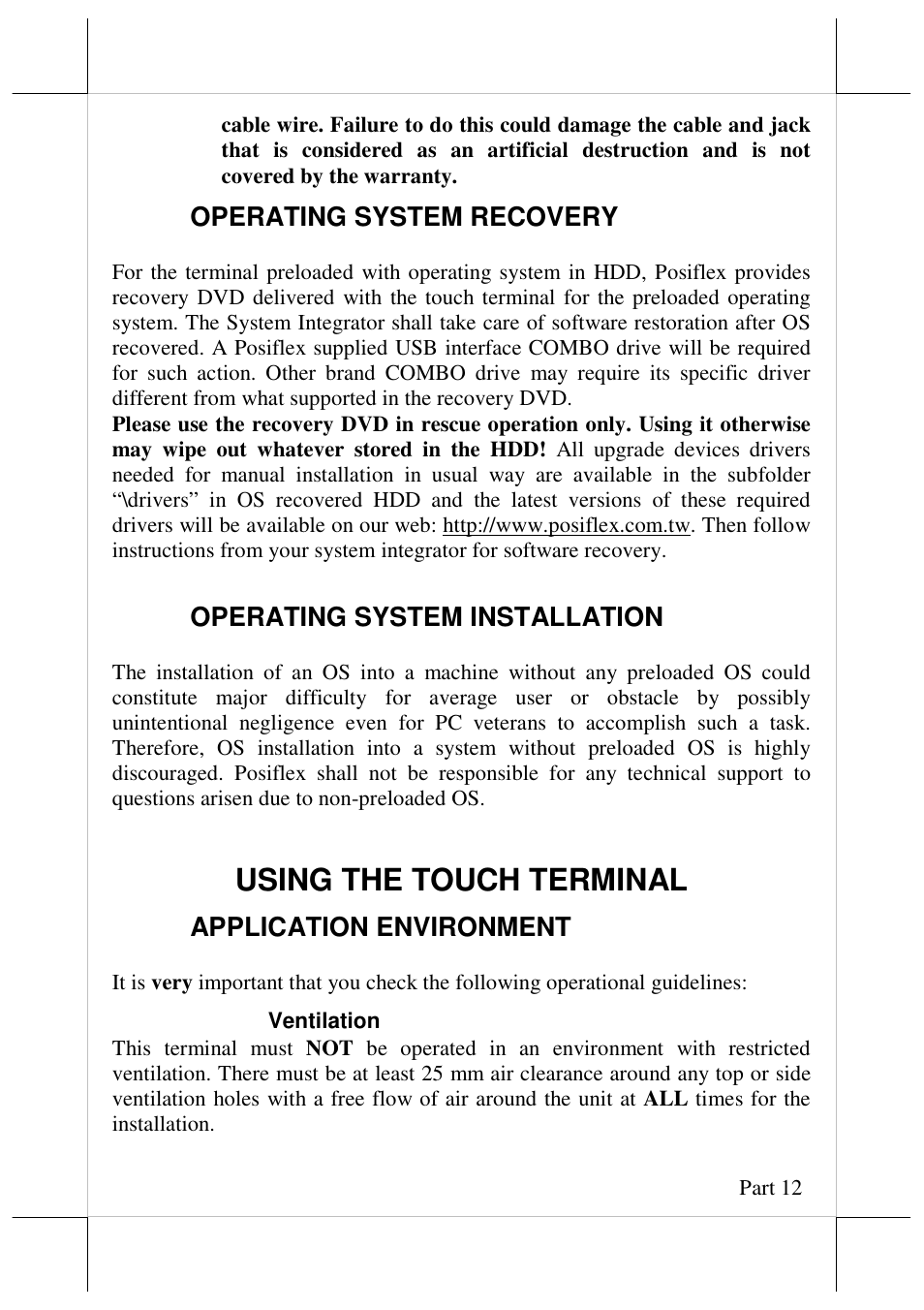 Using the touch terminal | Posiflex JIVA KS-7212X User Manual | Page 12 / 16