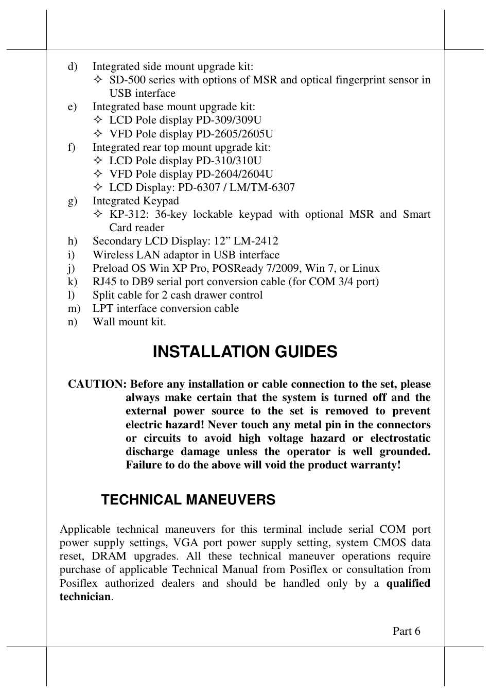 Installation guides, Technical maneuvers | Posiflex JIVA KS-7212X User Manual | Page 6 / 16