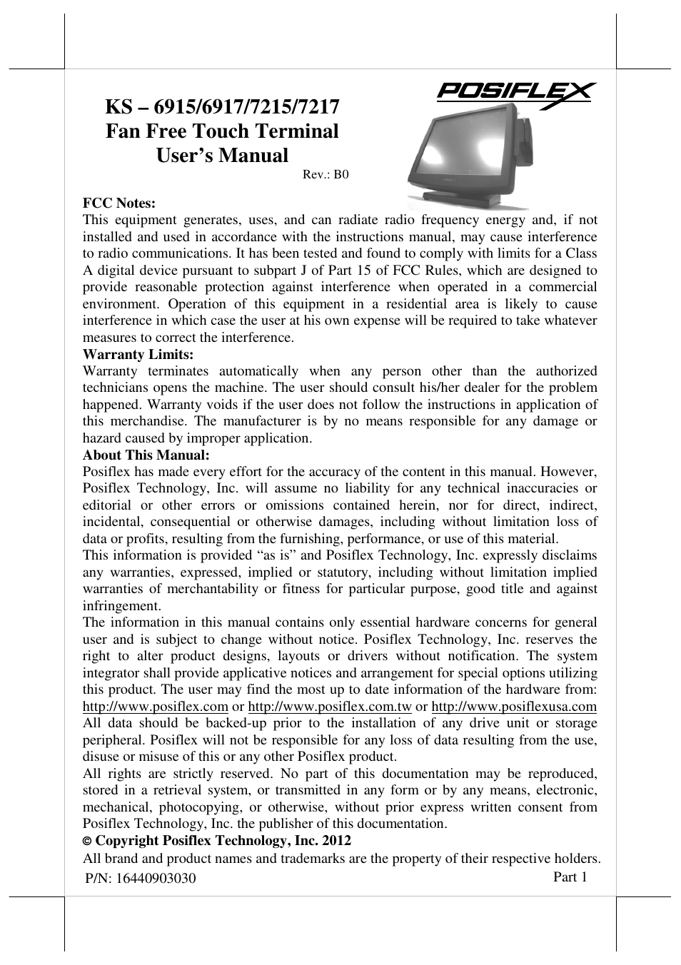 Posiflex JIVA KS-7215 User Manual | 20 pages