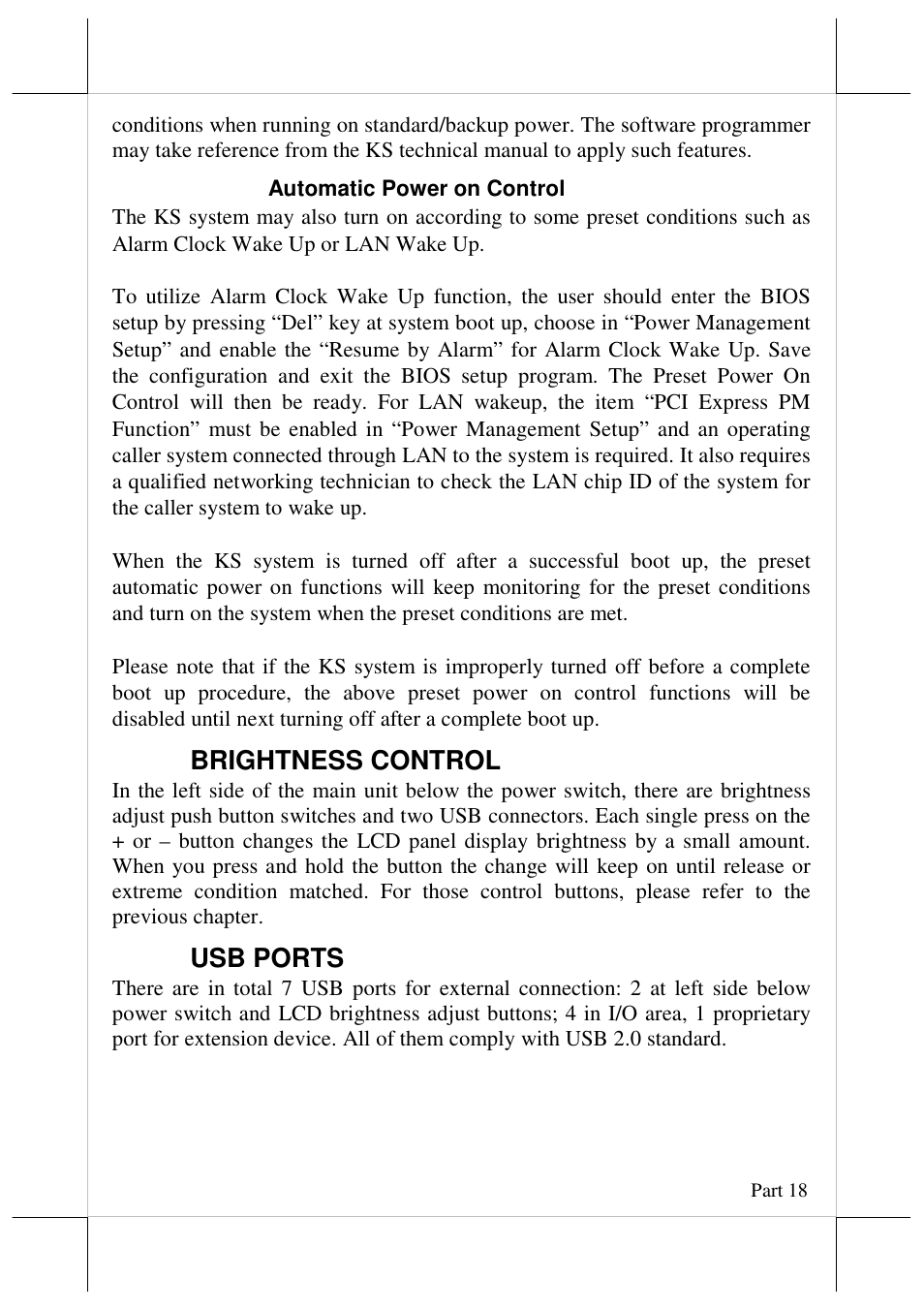 Brightness control, Usb ports | Posiflex JIVA KS-7215 User Manual | Page 18 / 20