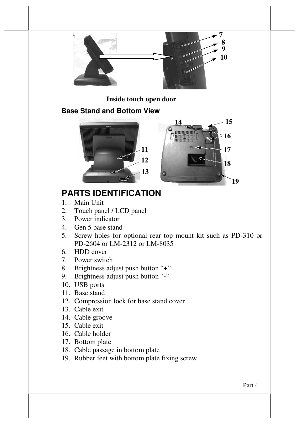 Parts identification | Posiflex JIVA KS-7215 User Manual | Page 4 / 20