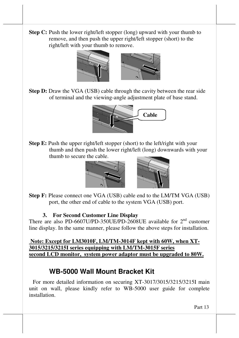 Wb-5000 wall mount bracket kit | Posiflex JIVA XT-3015 User Manual | Page 13 / 18