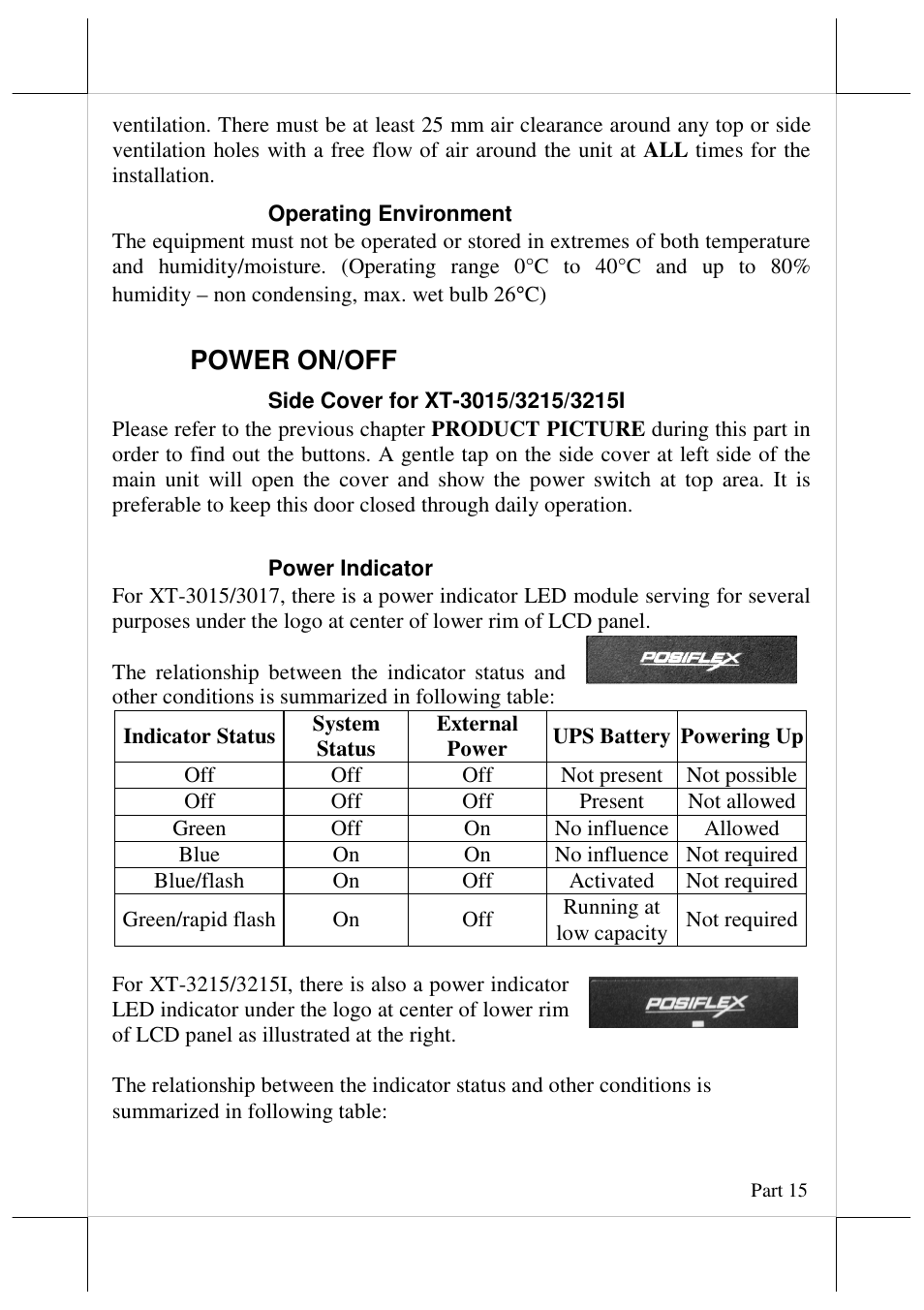 Power on/off | Posiflex JIVA XT-3015 User Manual | Page 15 / 18