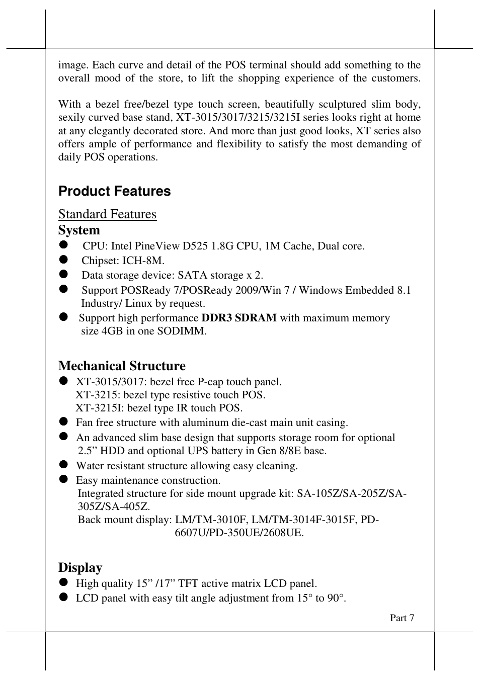 Posiflex JIVA XT-3015 User Manual | Page 7 / 18