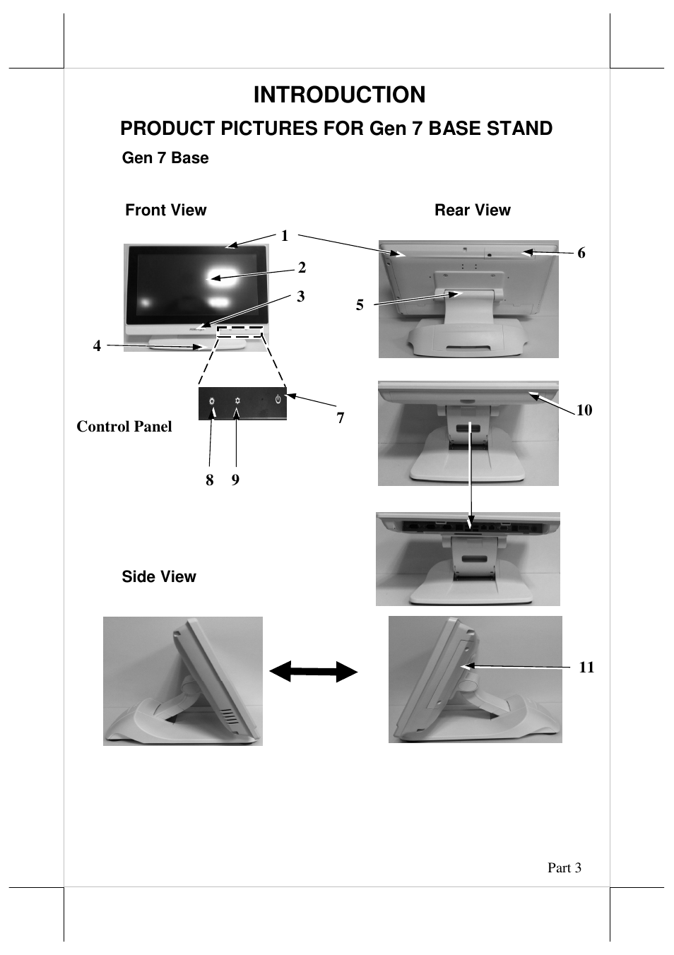 Introduction, Product pictures for gen 7 base stand | Posiflex JIVA XT-3114 User Manual | Page 3 / 15