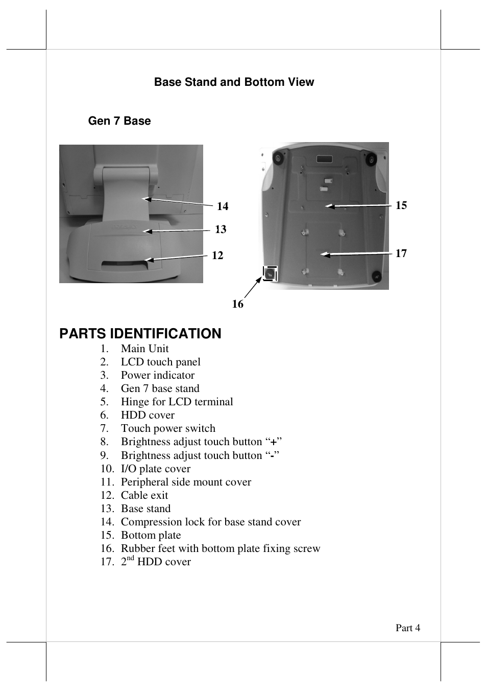 Parts identification | Posiflex JIVA XT-3114 User Manual | Page 4 / 15