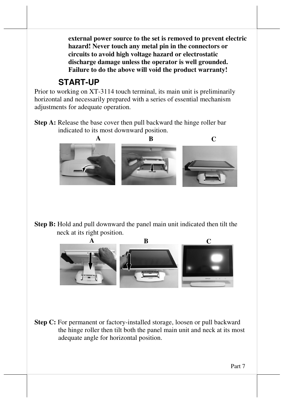 Start-up | Posiflex JIVA XT-3114 User Manual | Page 7 / 15