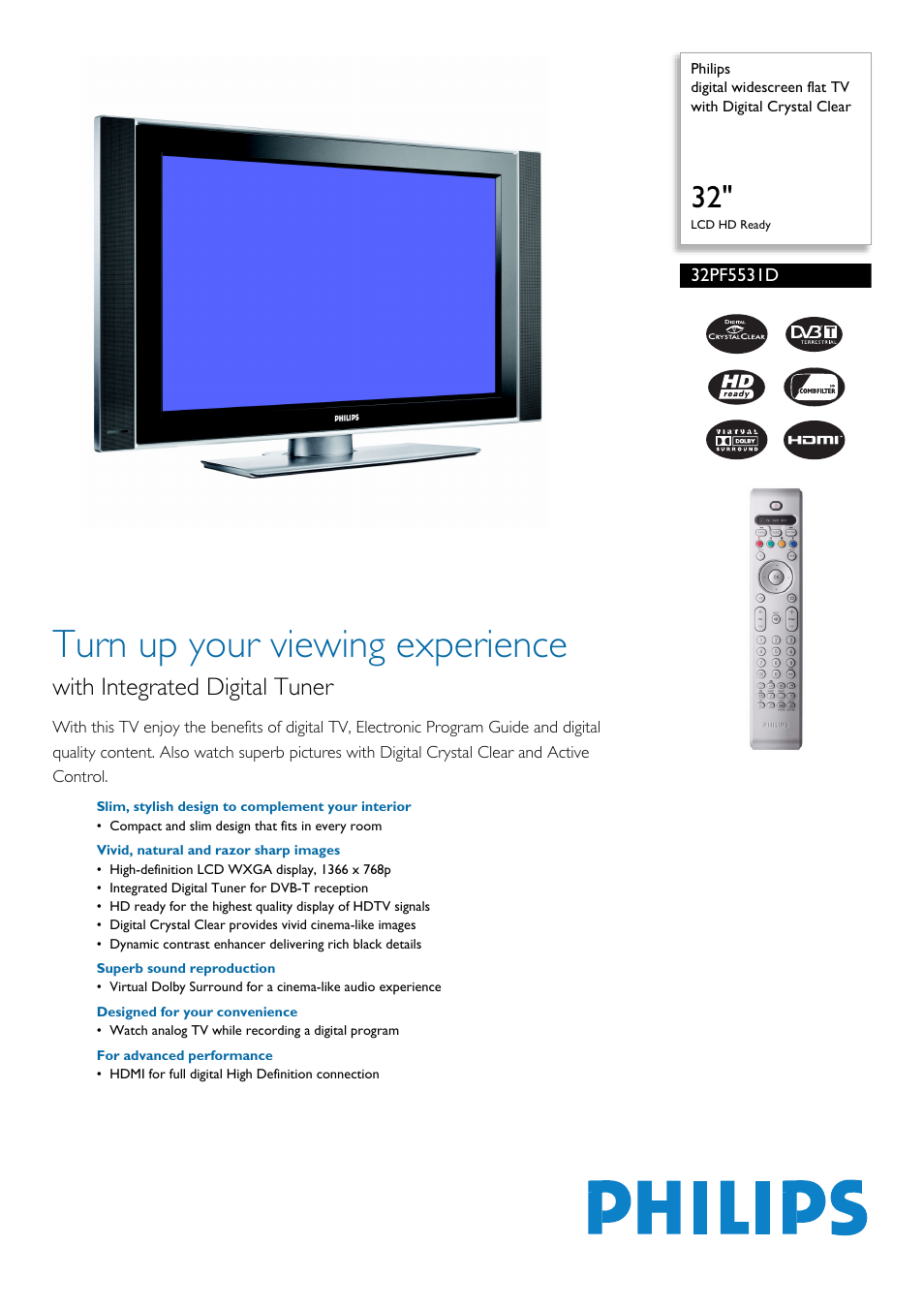 Philips 32PF5531D User Manual | 3 pages