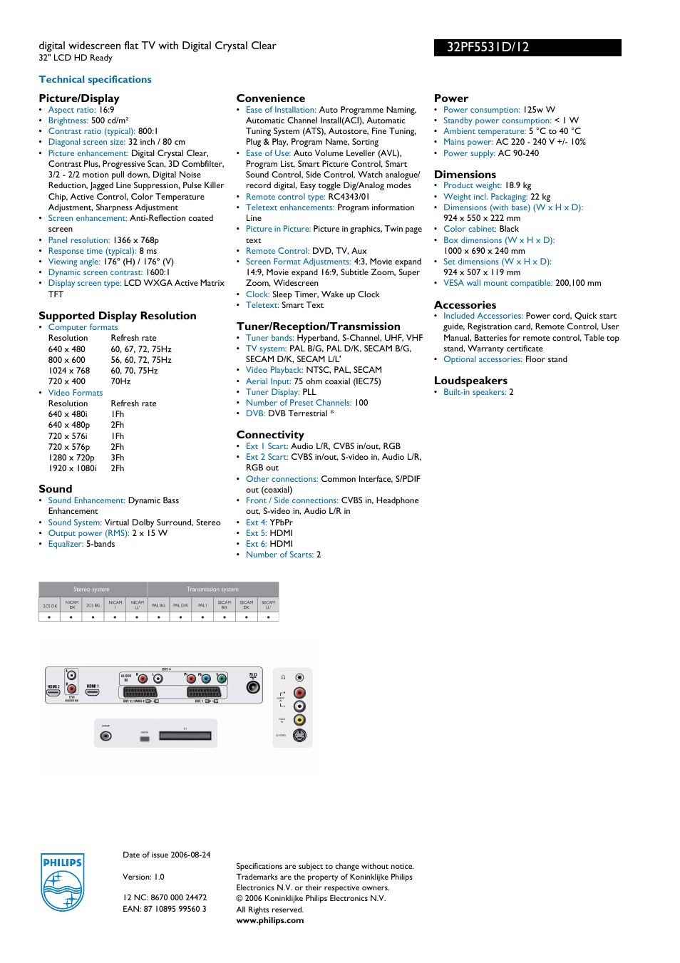 For preview purpose only | Philips 32PF5531D User Manual | Page 2 / 3