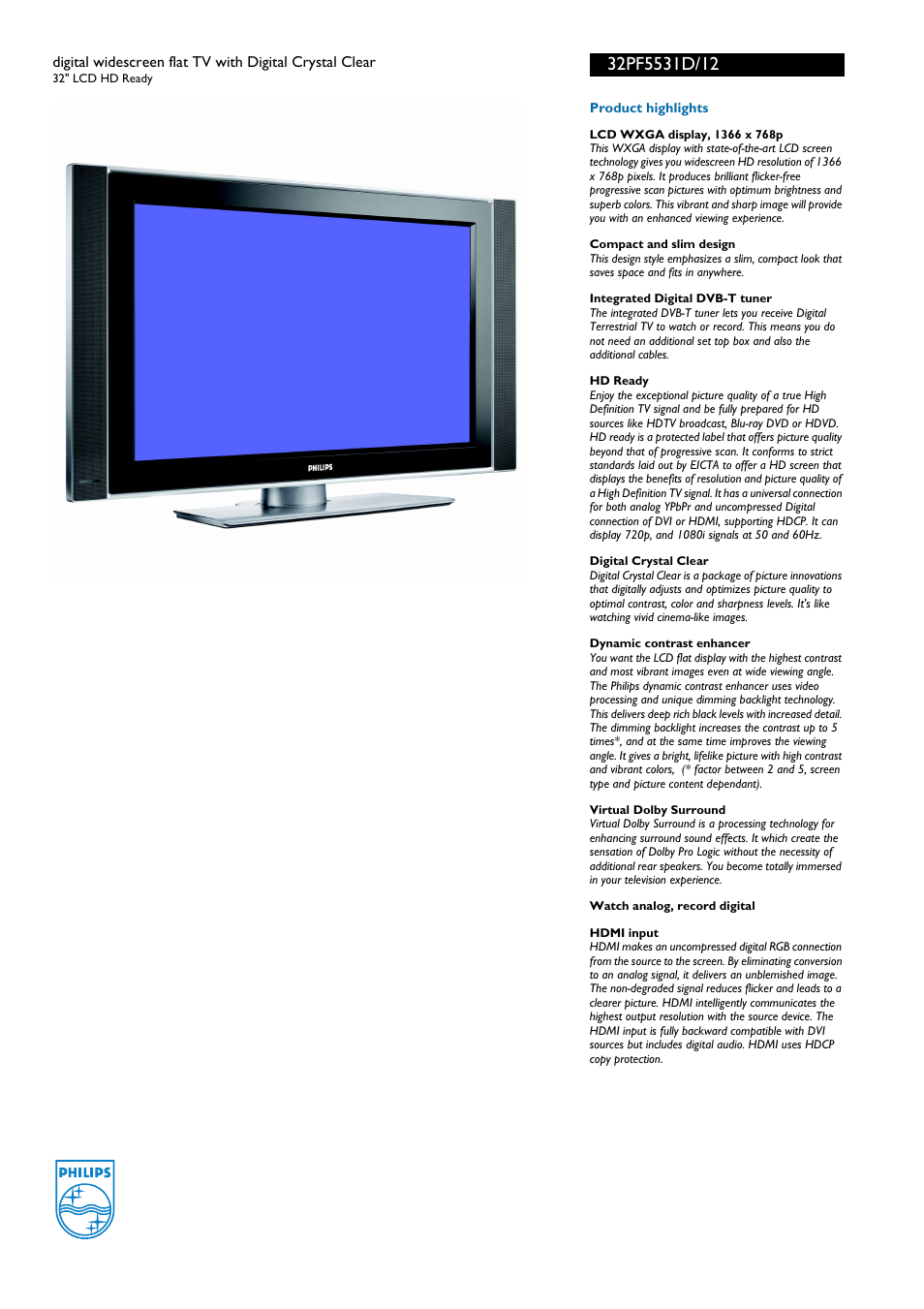 For preview purpose only | Philips 32PF5531D User Manual | Page 3 / 3