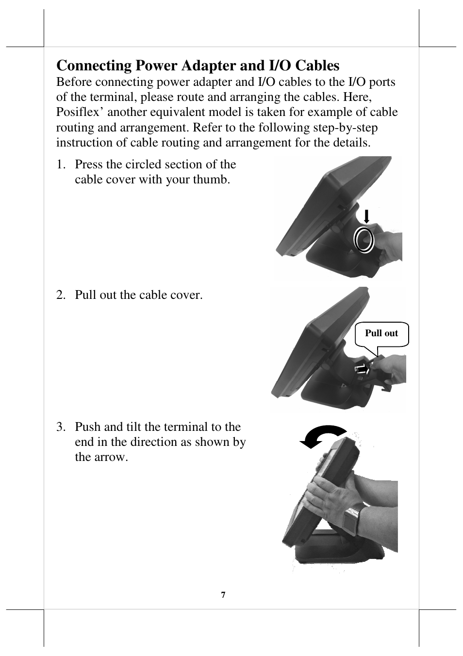 Connecting power adapter and i/o cables | Posiflex JIVA XT-4215IR User Manual | Page 7 / 16