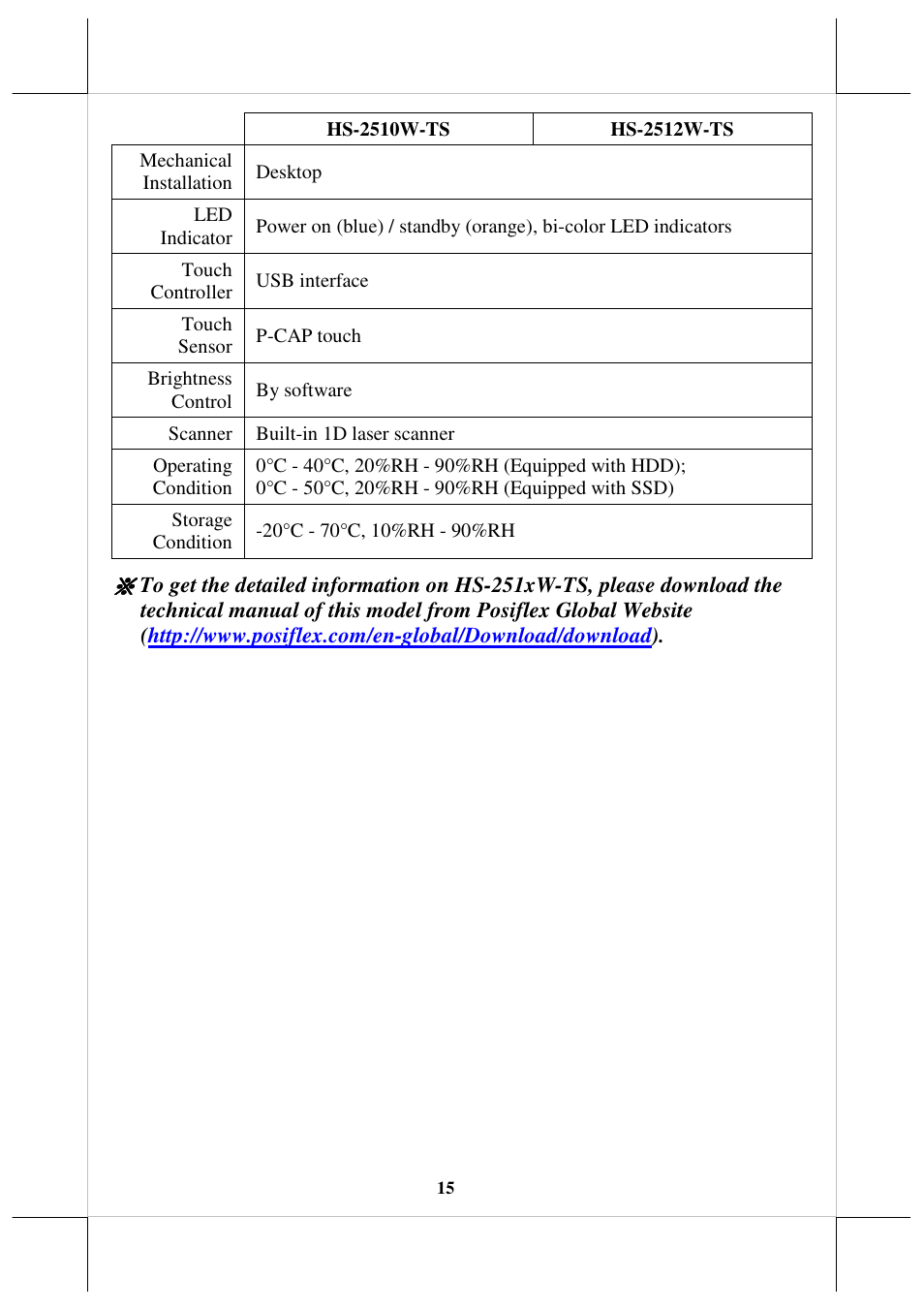 Posiflex HS-2512W-TS User Manual | Page 15 / 16