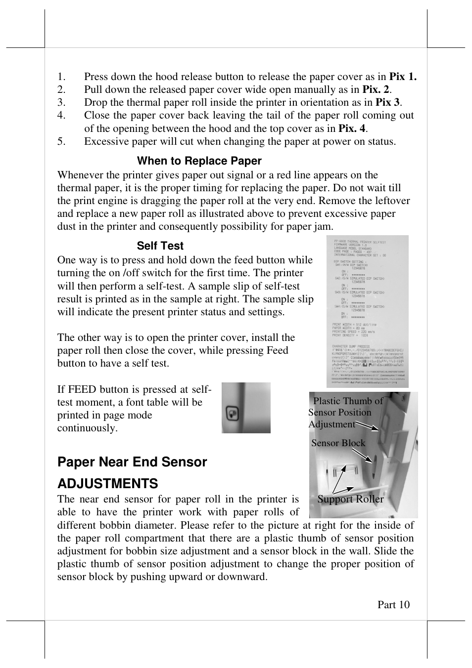 Paper near end sensor adjustments | Posiflex JIVA HS-2310 User Manual | Page 10 / 19