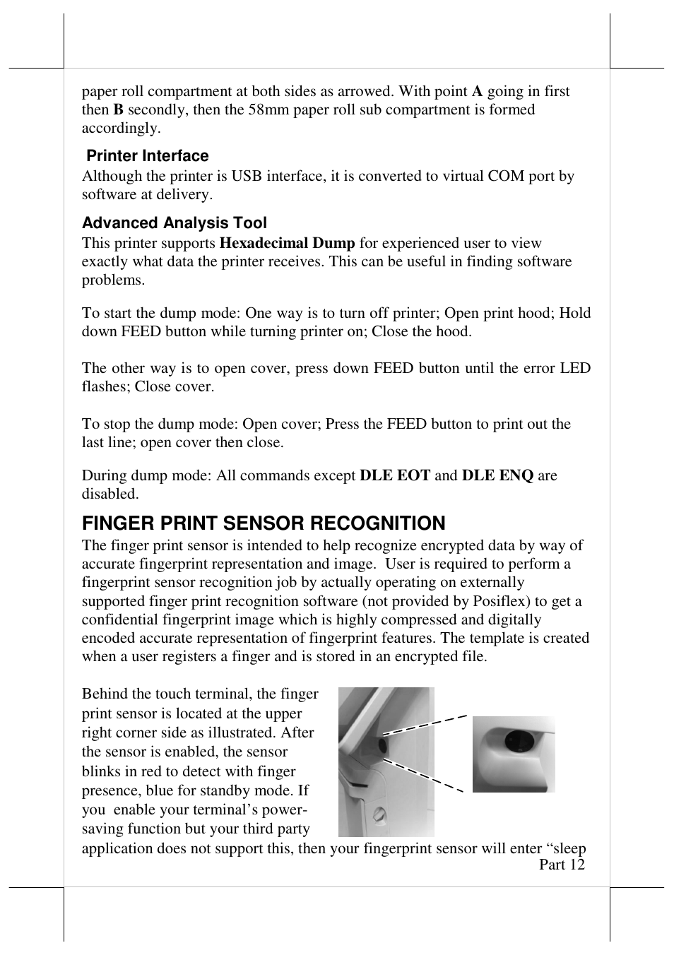 Finger print sensor recognition | Posiflex JIVA HS-2310 User Manual | Page 12 / 19