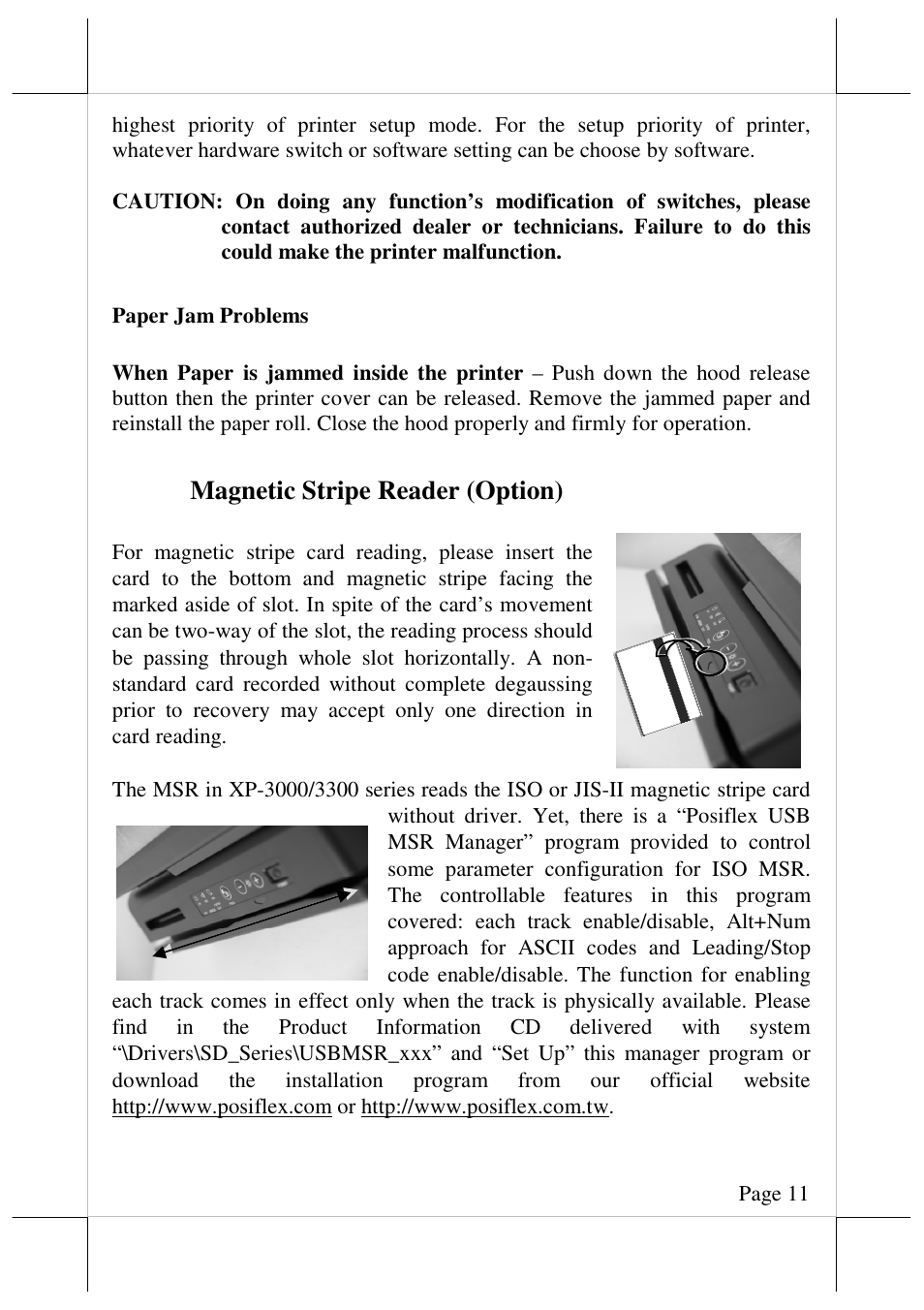 Magnetic stripe reader (option) | Posiflex JIVA XP-3208 User Manual | Page 12 / 20