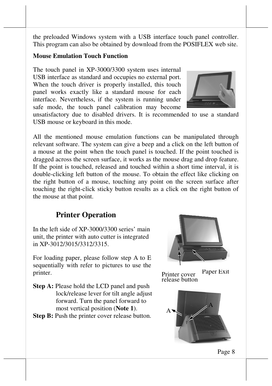 Printer operation | Posiflex JIVA XP-3208 User Manual | Page 9 / 20