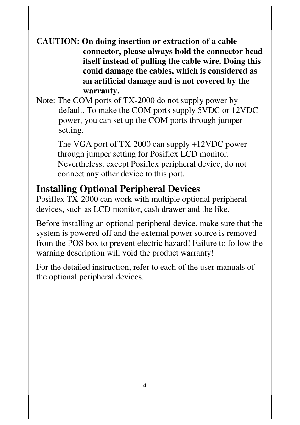 Installing optional peripheral devices | Posiflex TX-2000 User Manual | Page 4 / 9