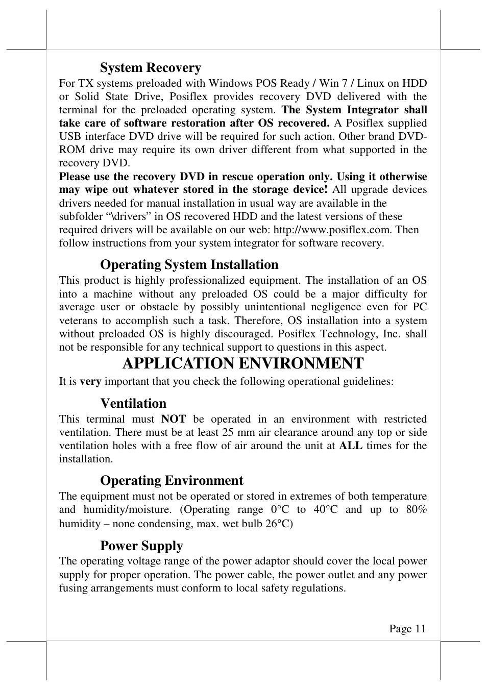 Application environment | Posiflex TX-4200E User Manual | Page 11 / 12