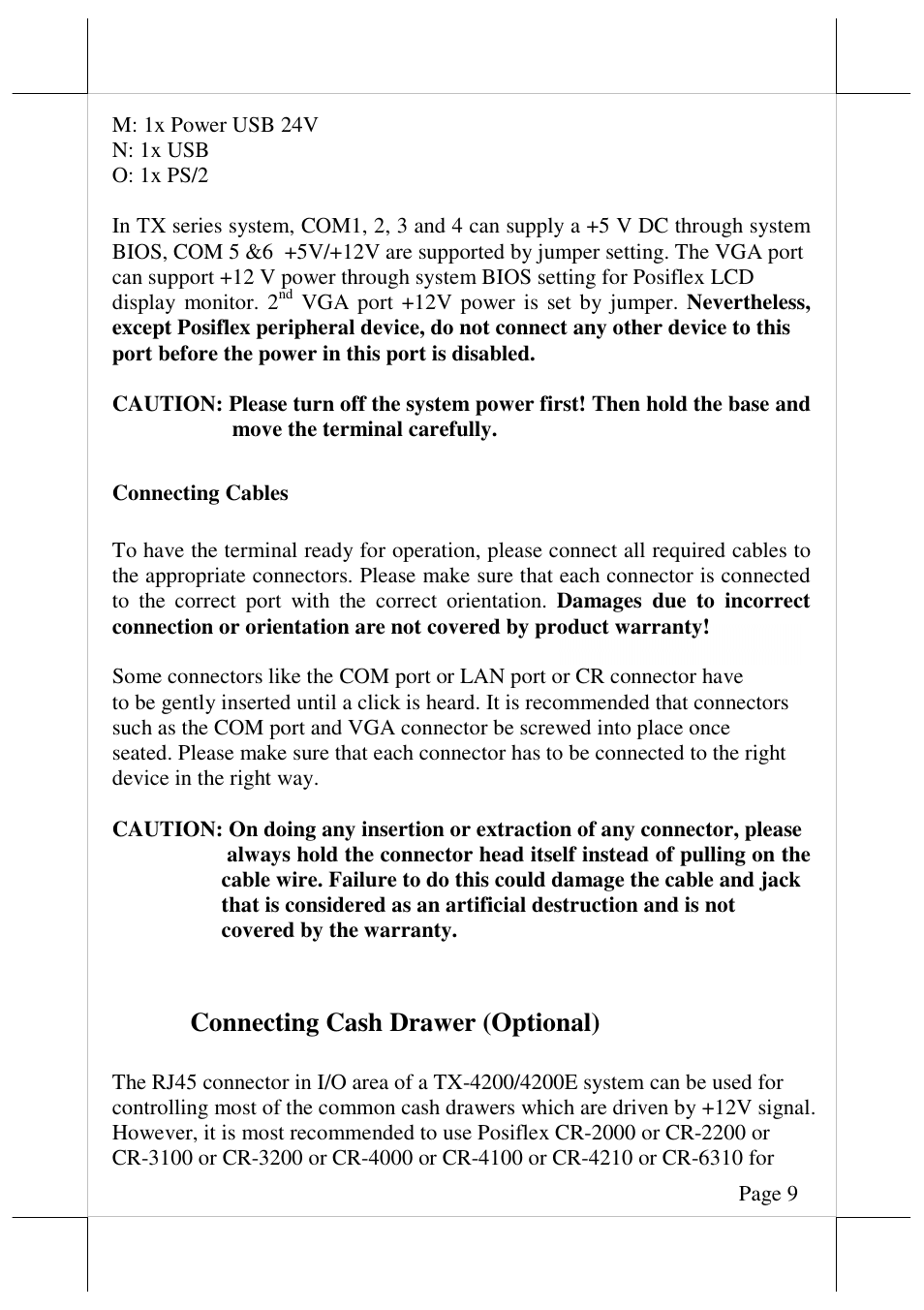 Connecting cash drawer (optional) | Posiflex TX-4200 User Manual | Page 9 / 12