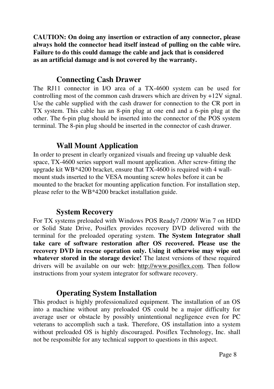 Posiflex TX-4600 User Manual | Page 8 / 9