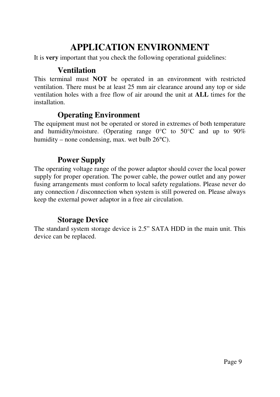 Application environment | Posiflex TX-4600 User Manual | Page 9 / 9