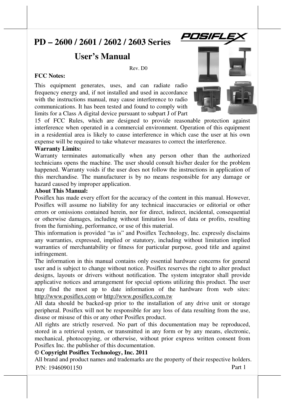 Posiflex PD-2600 User Manual | 11 pages