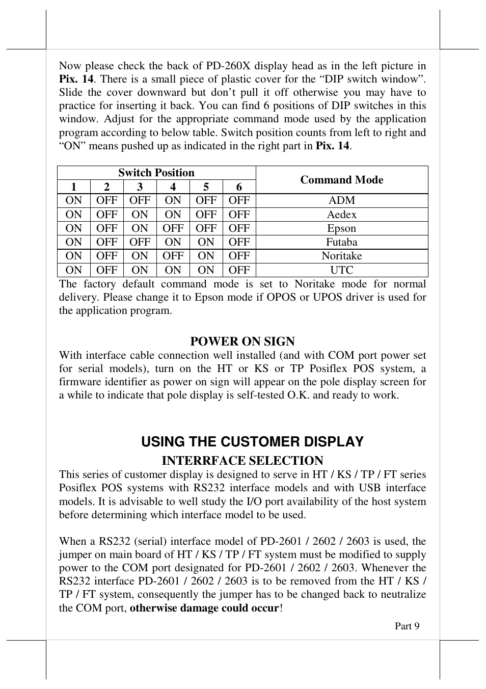 Using the customer display | Posiflex PD-2600 User Manual | Page 9 / 11