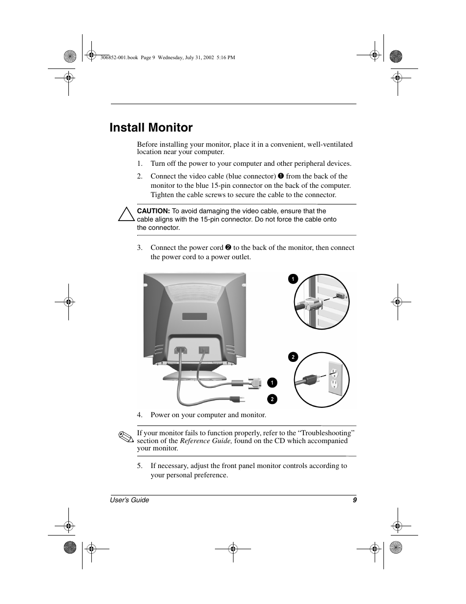 Install monitor | Compaq 7500 User Manual | Page 11 / 54