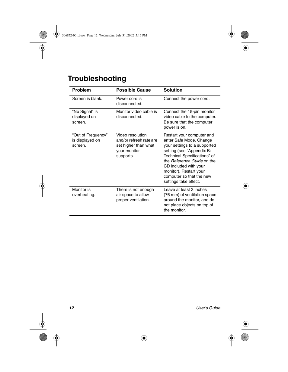 Troubleshooting | Compaq 7500 User Manual | Page 14 / 54