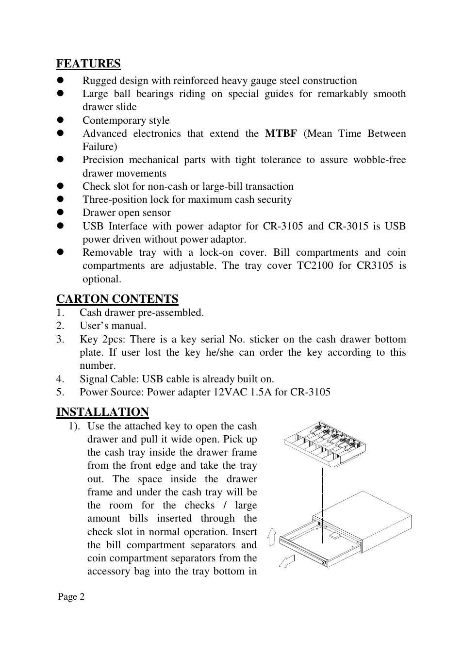 Posiflex CR-3015 User Manual | Page 2 / 4