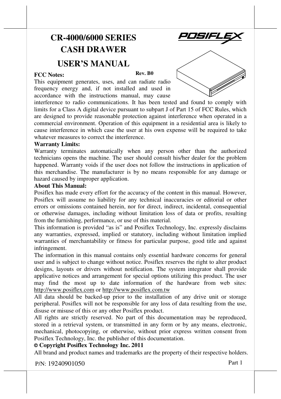 Posiflex CR-6000 Series User Manual | 10 pages