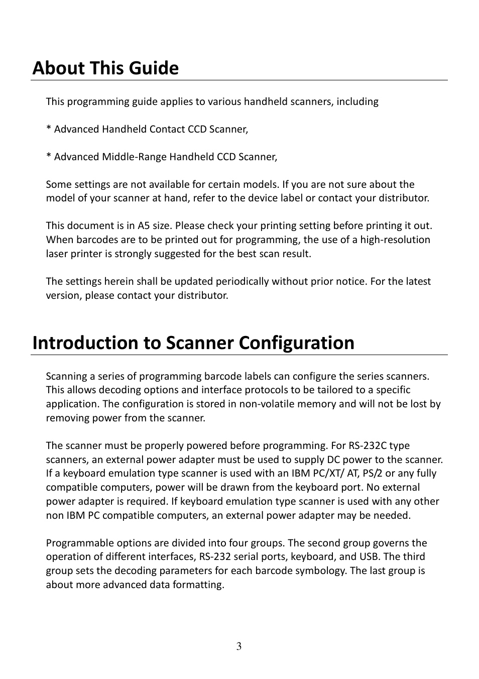 About this guide, Introduction to scanner configuration | Posiflex CD-3860 User Manual | Page 3 / 55