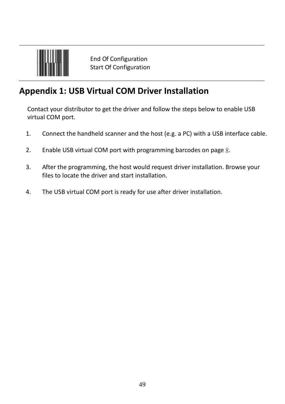 Appendix 1: usb virtual com driver installation | Posiflex CD-3860 User Manual | Page 49 / 55