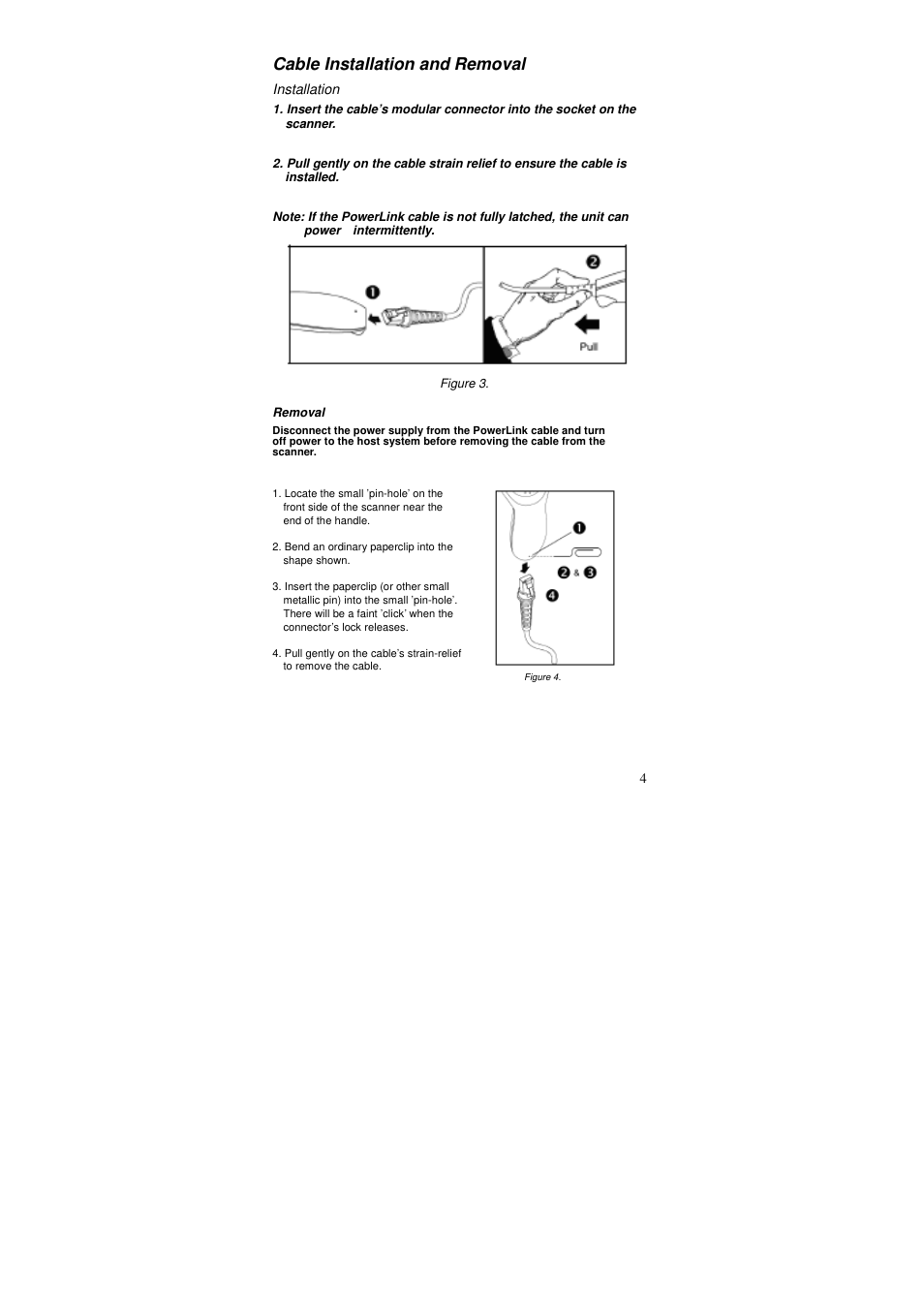 Cable installation and removal | Posiflex MS-5145 User Manual | Page 4 / 24