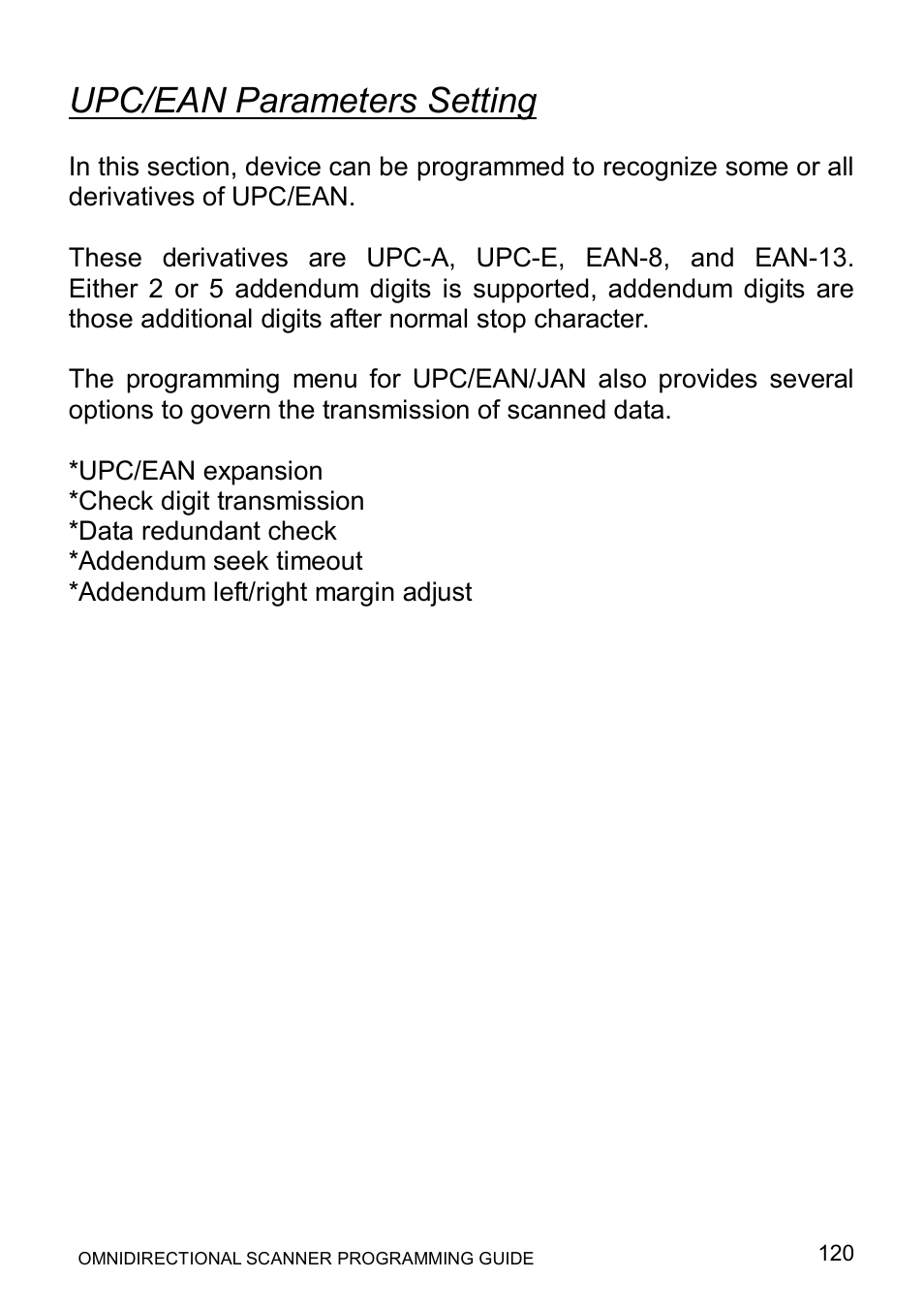 Upc/ean parameters setting | Posiflex LS-1000 User Manual | Page 128 / 303