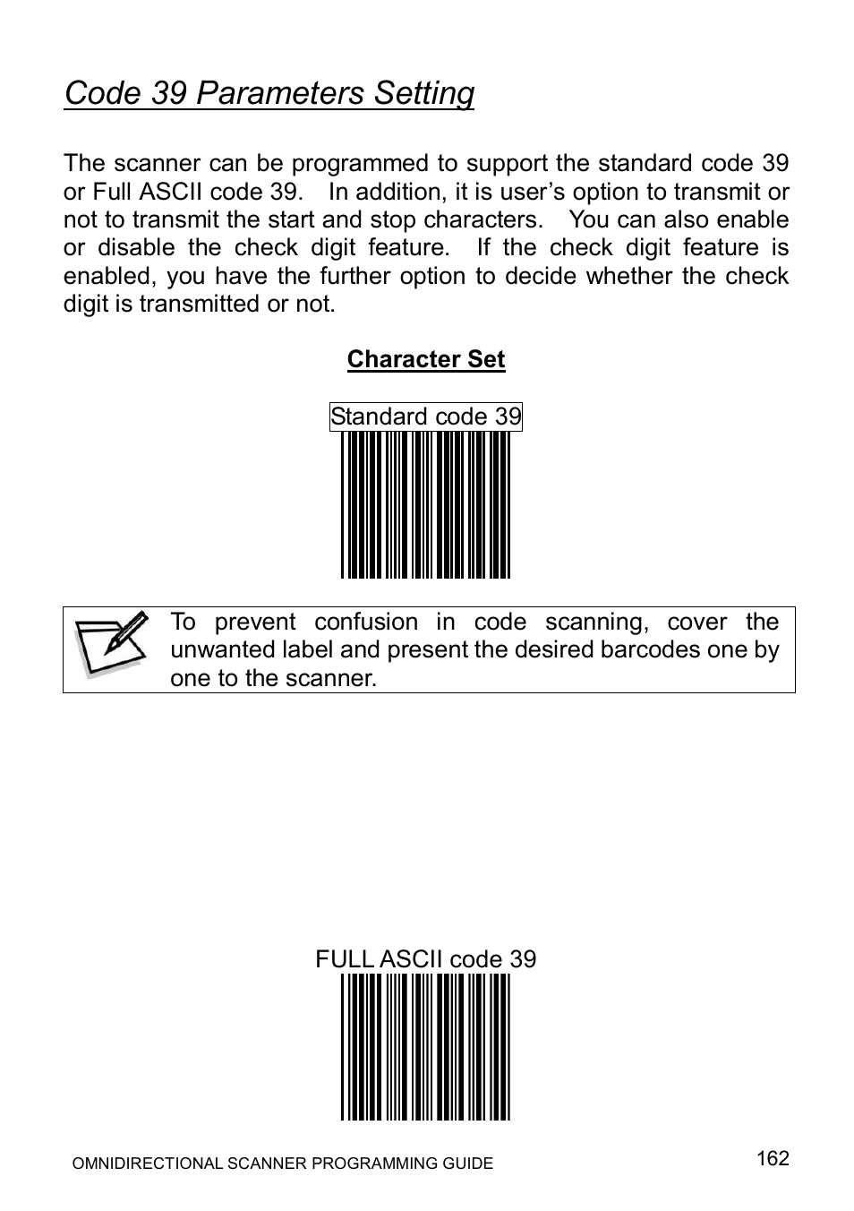 Code 39 parameters setting | Posiflex LS-1000 User Manual | Page 170 / 303