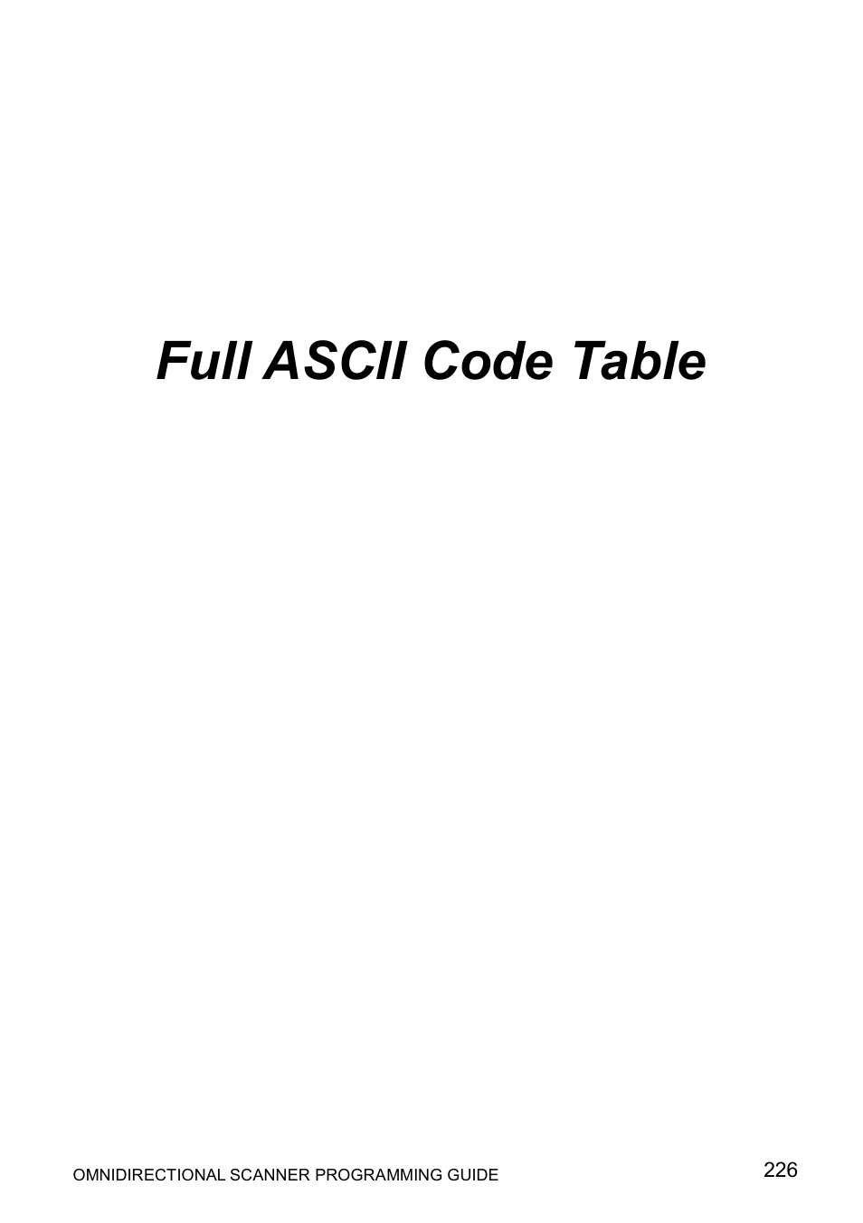 Full ascii code table | Posiflex LS-1000 User Manual | Page 234 / 303