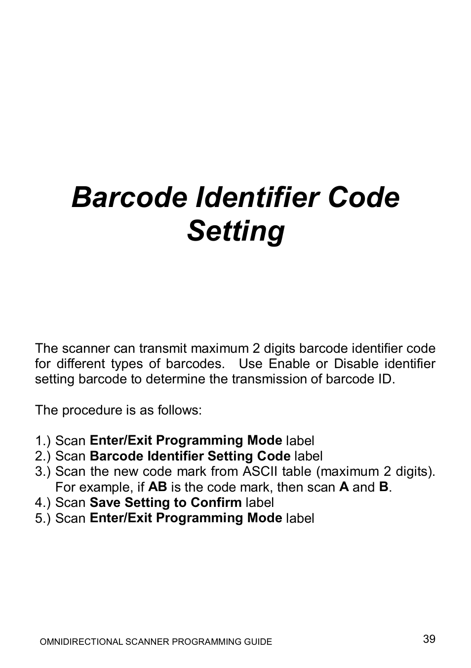 Barcode identifier code setting | Posiflex LS-1000 User Manual | Page 47 / 303