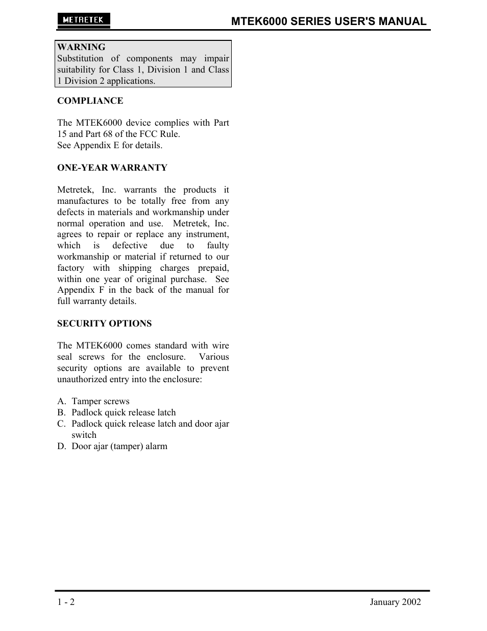 Mtek6000 series user's manual | Compaq MTEK6000 User Manual | Page 8 / 81