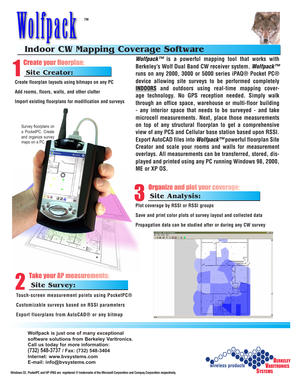 Wolfpack, Indoor cw mapping coverage software | Compaq Wireless Multi-band Signal Meter System Wolf User Manual | Page 17 / 19