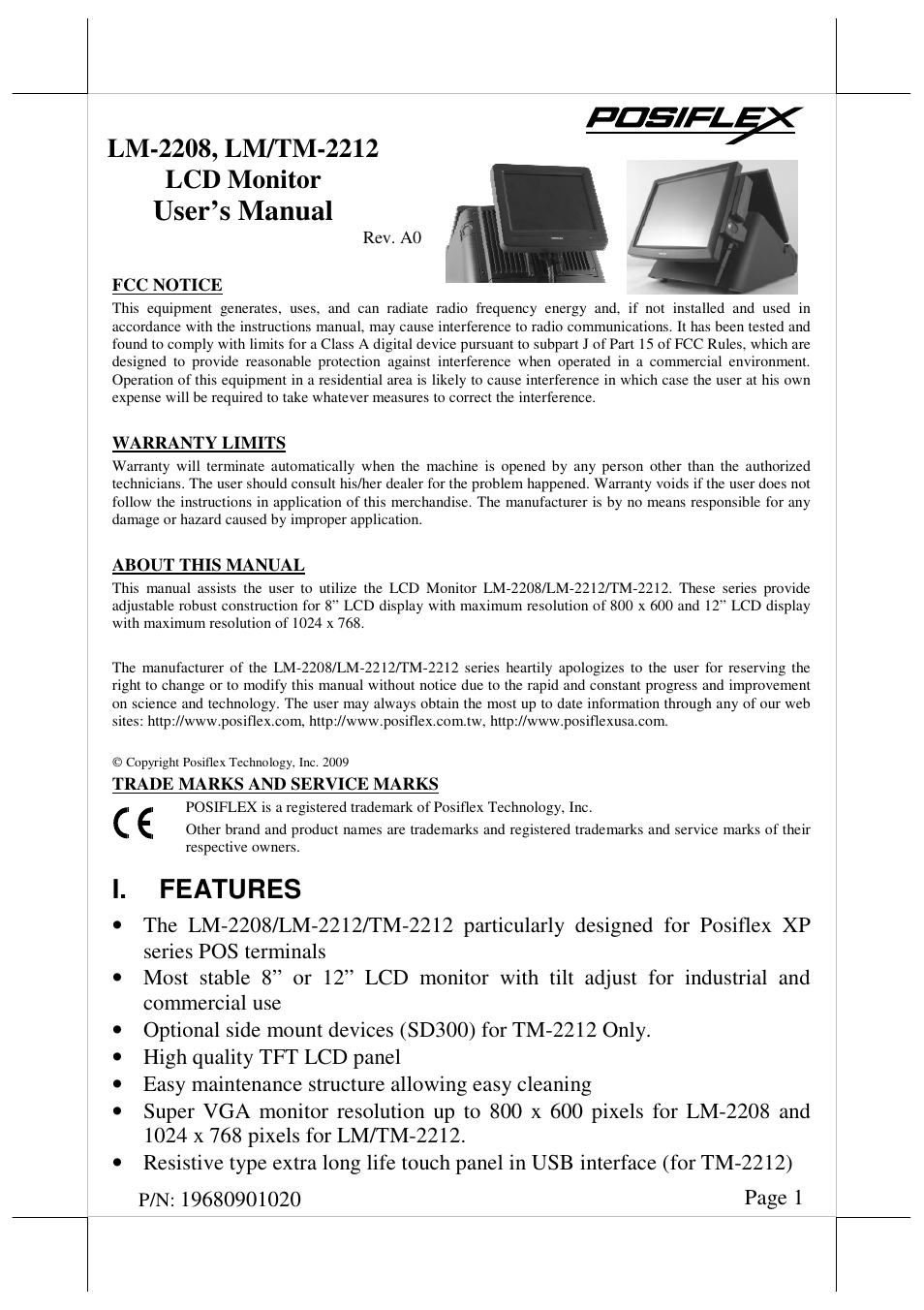 Posiflex LM-2208 User Manual | 8 pages