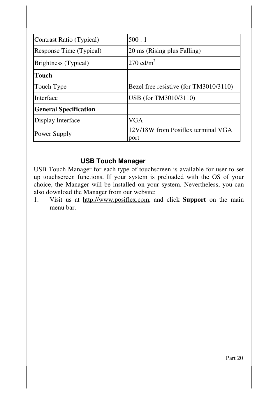 Posiflex LM-3010F User Manual | Page 20 / 20