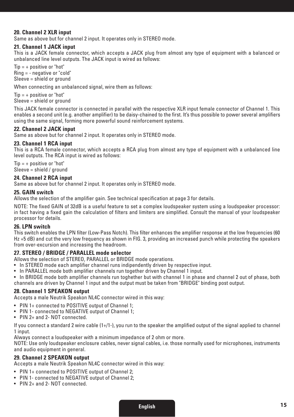Proel HPX series User Manual | Page 15 / 47