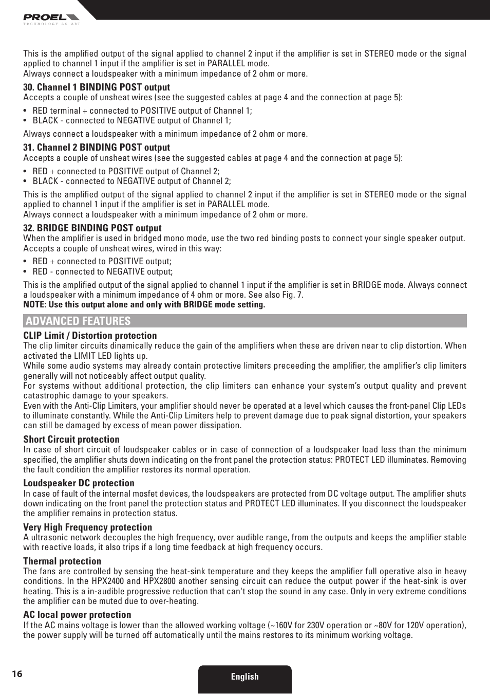 Advanced features | Proel HPX series User Manual | Page 16 / 47