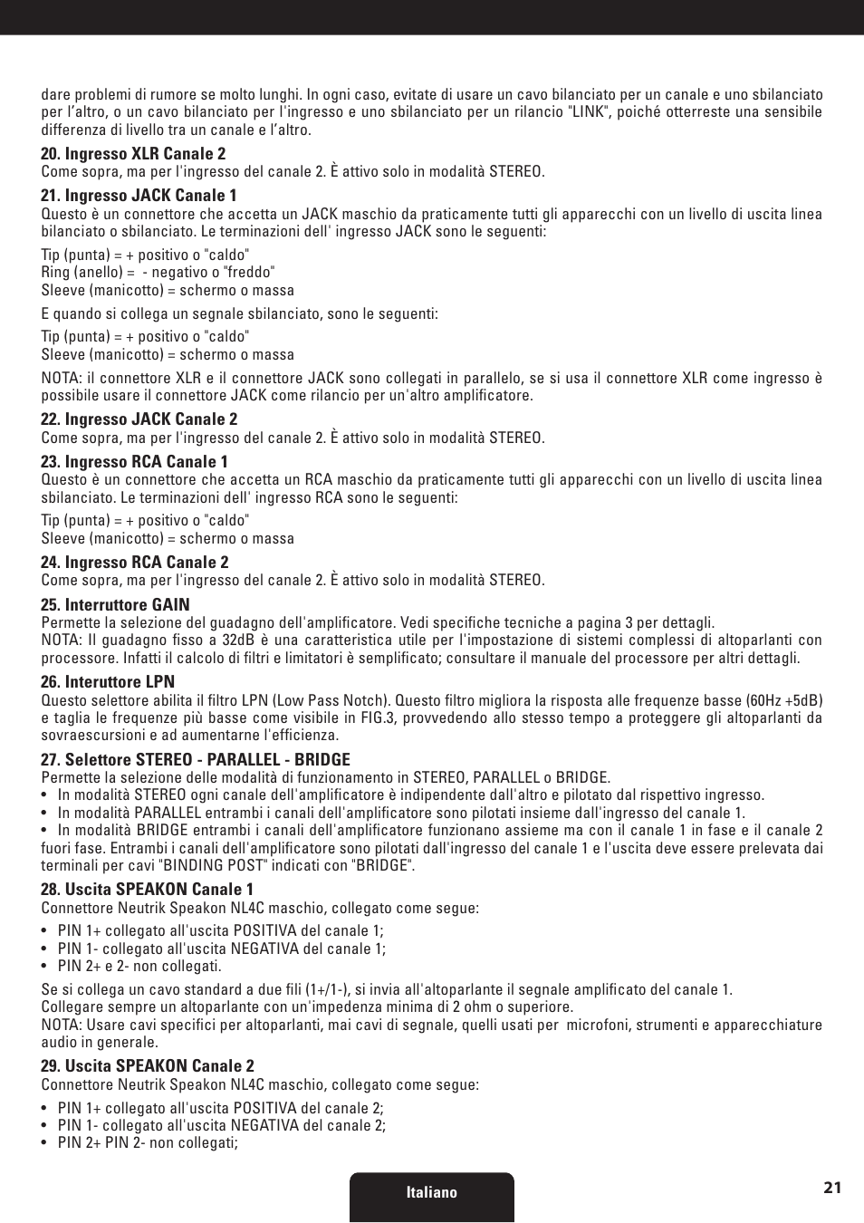 Proel HPX series User Manual | Page 21 / 47
