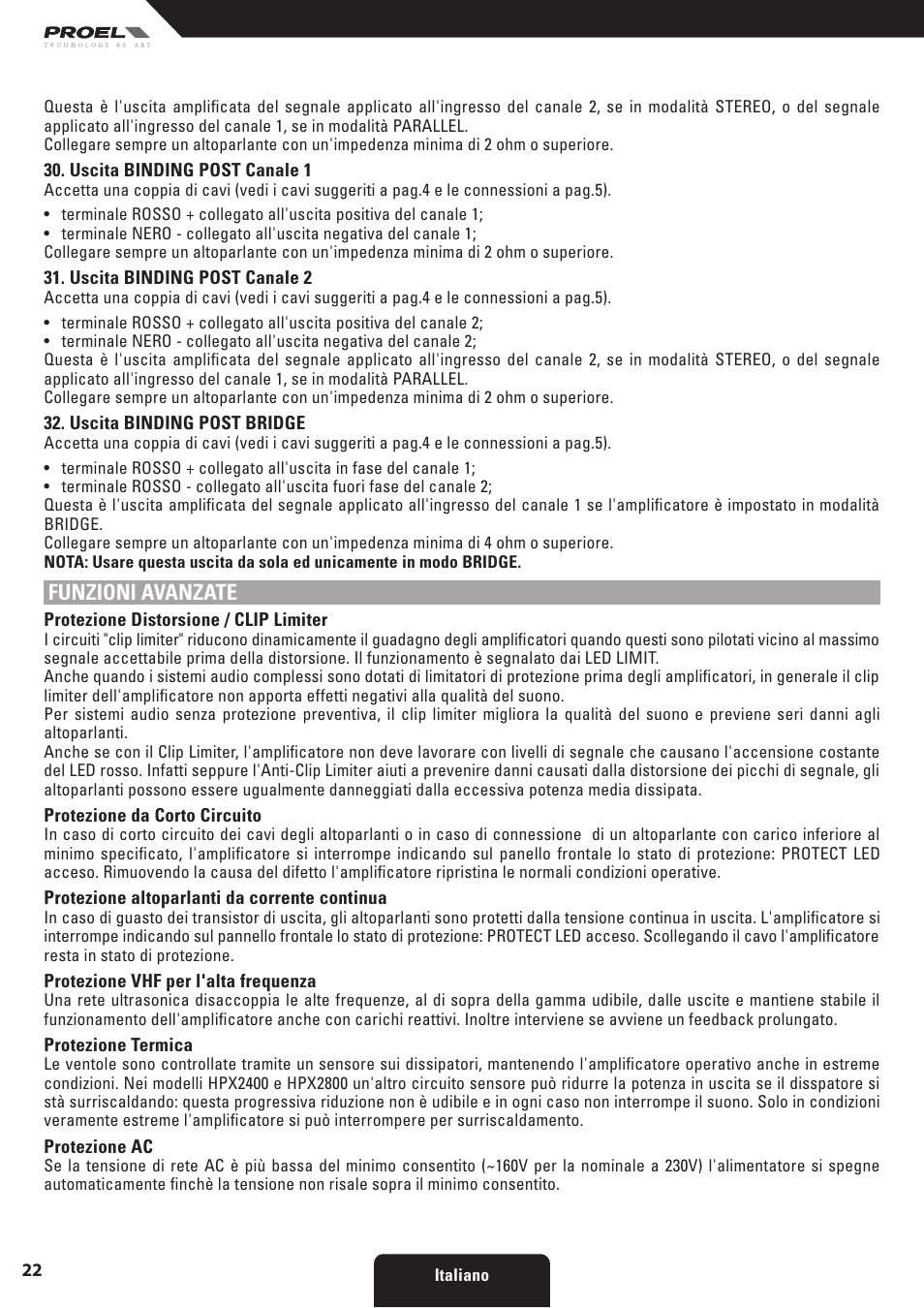 Funzioni avanzate | Proel HPX series User Manual | Page 22 / 47