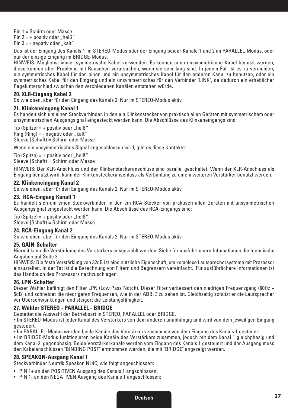 Proel HPX series User Manual | Page 27 / 47